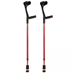 Flexyfoot Carbon Fibre Soft Grip Open Cuff Red Folding Crutches (Pair)